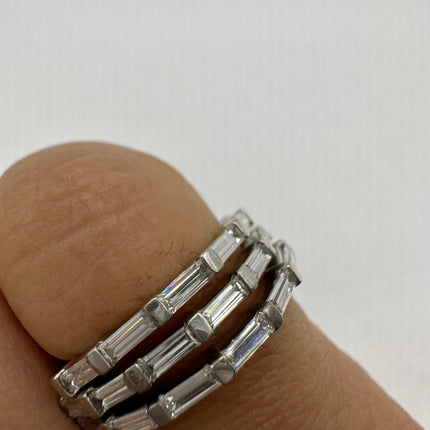 Vintage Crystal Stacking Ring 925 Sterling Silver Band