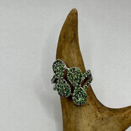 Vintage Green Chrome Diopside Ring Band 925 Sterling Silver