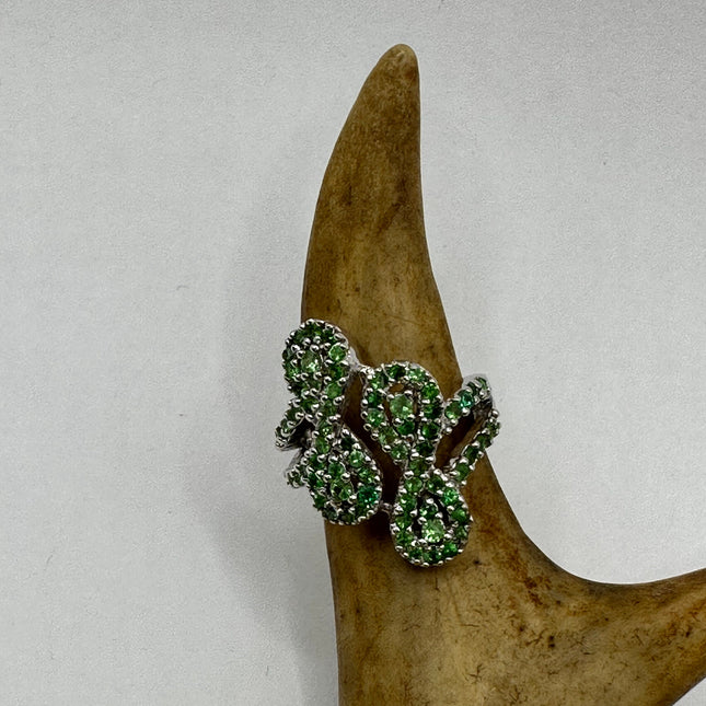 Vintage Green Chrome Diopside Ring Band 925 Sterling Silver