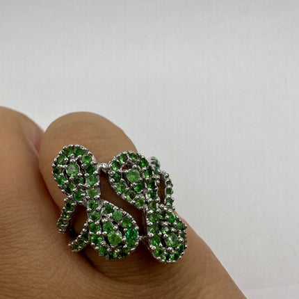 Vintage Green Chrome Diopside Ring Band 925 Sterling Silver