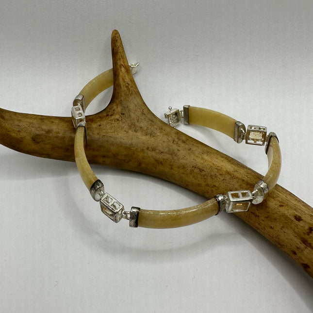 Vintage Golden Jade Citrine Bracelet - 925 Sterling Silver