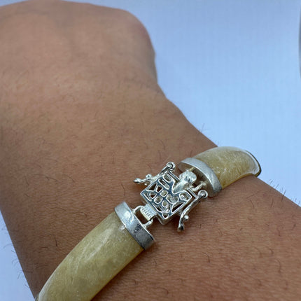 Vintage Golden Jade Citrine Bracelet - 925 Sterling Silver