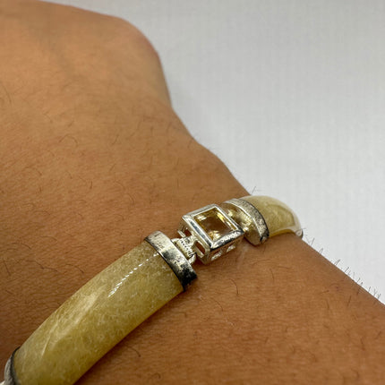 Vintage Golden Jade Citrine Bracelet - 925 Sterling Silver
