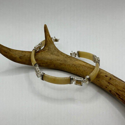 Vintage Golden Jade Citrine Bracelet - 925 Sterling Silver