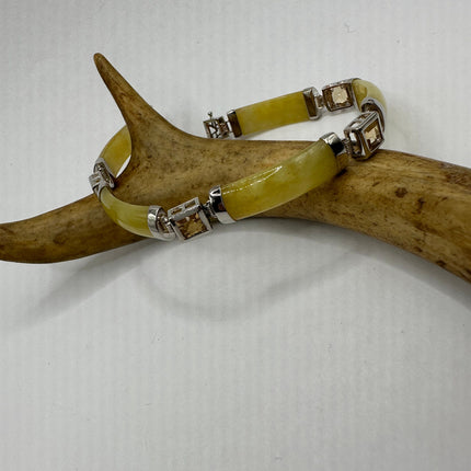 Vintage Golden Jade Citrine Bracelet - 925 Sterling Silver