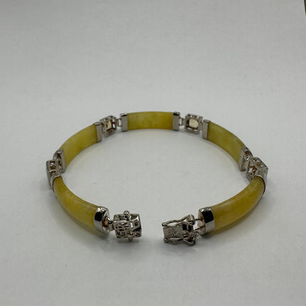 Vintage Golden Jade Citrine Bracelet - 925 Sterling Silver