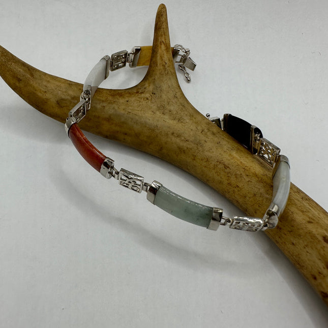 Vintage Black Onyx Lucky Bracelet - 925 Sterling Silver