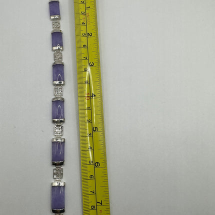 Vintage Purple Jade Lucky Bracelet - 925 Sterling Silver