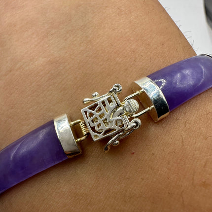 Vintage Purple Jade Lucky Amethyst Bracelet - 925 Sterling Silver