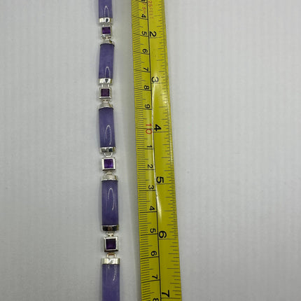 Vintage Purple Jade Lucky Amethyst Bracelet - 925 Sterling Silver