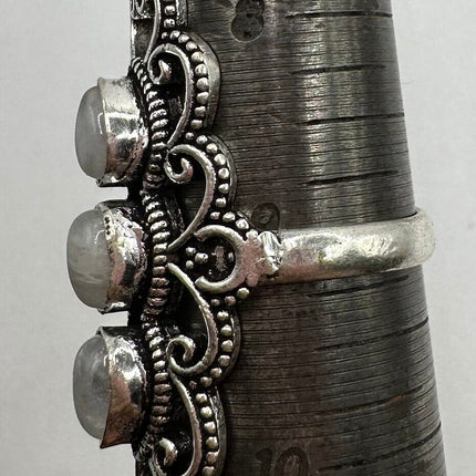 Vintage Rainbow Moonstone Ring Band - Antique Style Design