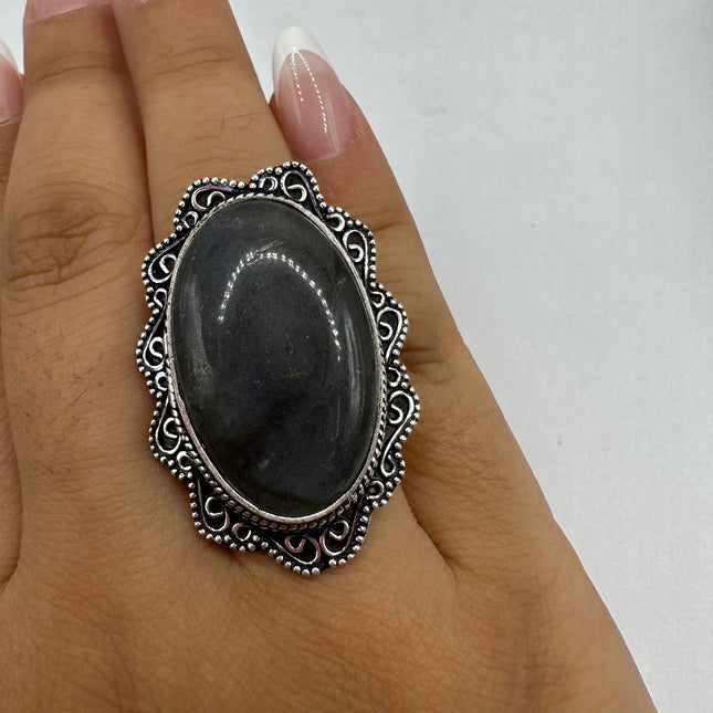 Vintage Rainbow Labradorite Ring Band