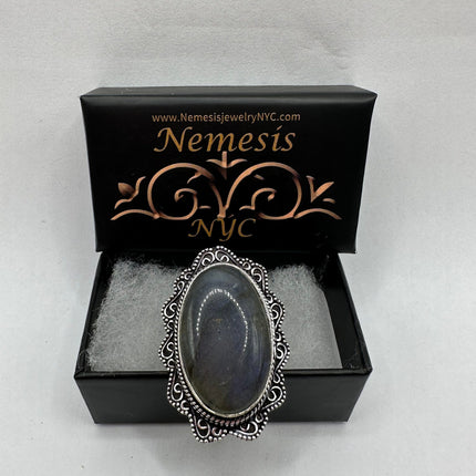 Vintage Rainbow Labradorite Ring Band