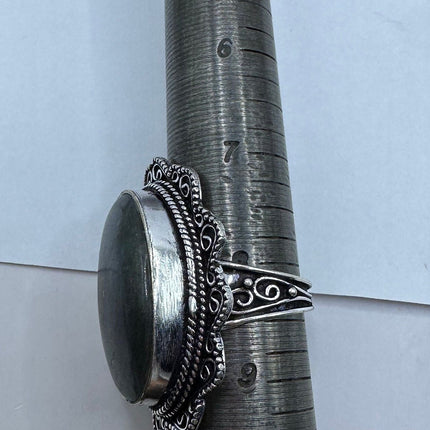 Vintage Rainbow Labradorite Ring Band