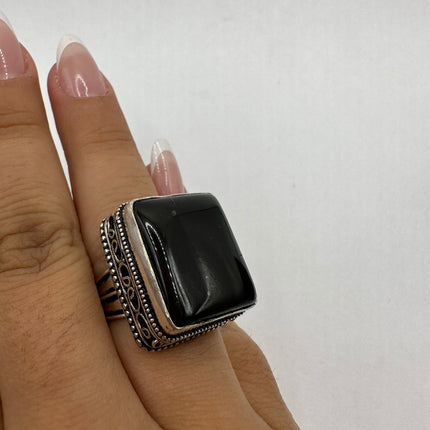 Vintage Gemstone Black Onyx Ring Band