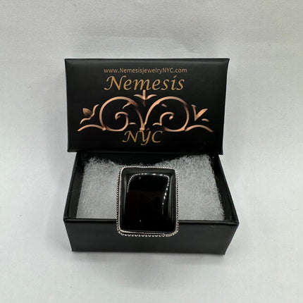 Vintage Gemstone Black Onyx Ring Band