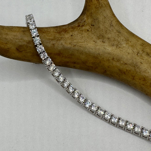Vintage Silver Tennis Bracelet | Diamond Look Cubic Zirconia 925 Sterling Silver
