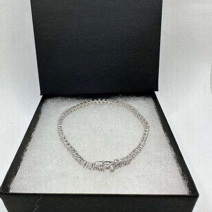 Vintage Silver Tennis Bracelet | Diamond Look Cubic Zirconia 925 Sterling Silver