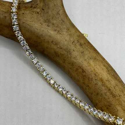 Vintage Gold Tennis Bracelet | Cubic Zirconia Crystal Diamond Box Bracelet | Gold 925 Sterling Silver Elegant Everyday Wedding Prom Jewelry