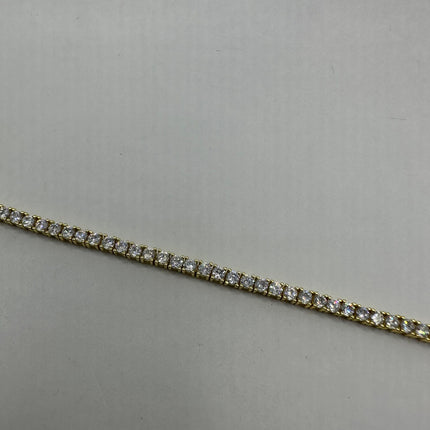 Vintage Gold Tennis Bracelet | Cubic Zirconia Crystal Diamond Box Bracelet | Gold 925 Sterling Silver Elegant Everyday Wedding Prom Jewelry