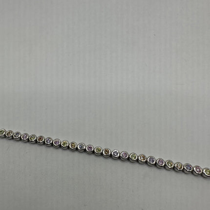 Vintage Silver Tennis Bracelet | Diamond Look Pastel Cubic Zirconia 925 Sterling Silver-Bracelets-TomWayne Jewelers