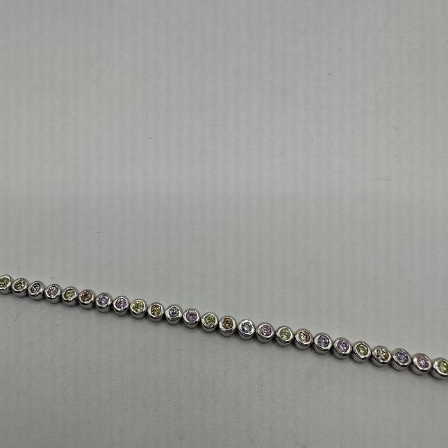 Vintage Silver Tennis Bracelet | Diamond Look Pastel Cubic Zirconia 925 Sterling Silver-Bracelets-TomWayne Jewelers