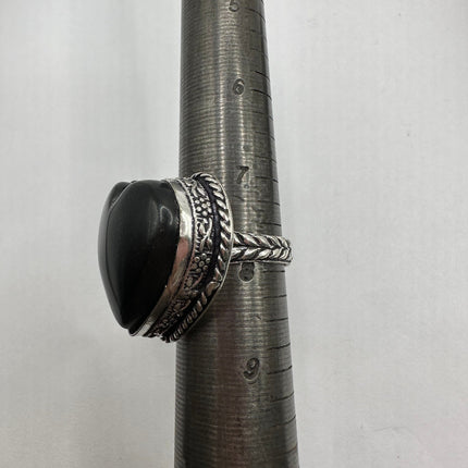 Vintage Black Onyx Heart Ring Band