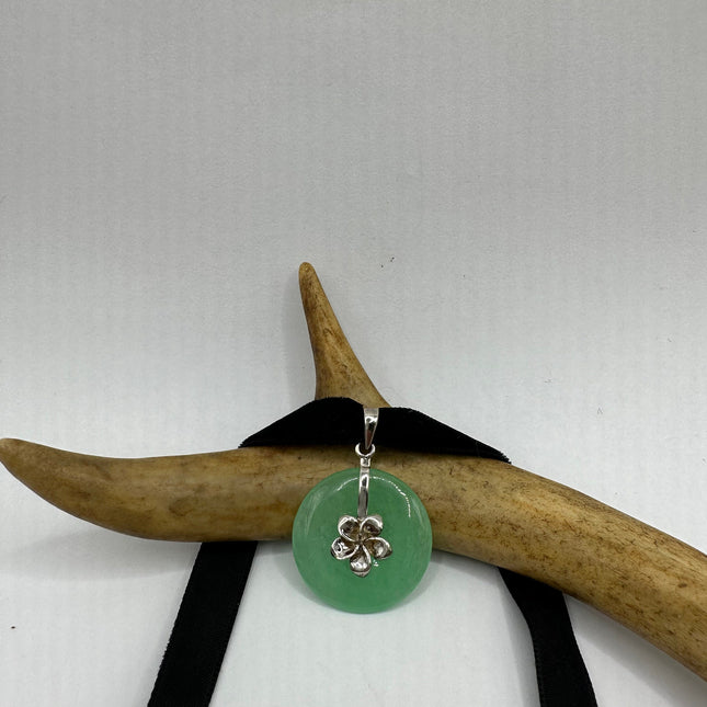 Vintage Green Jade Choker 925 Sterling Silver Necklace