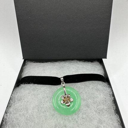 Vintage Green Jade Choker 925 Sterling Silver Necklace