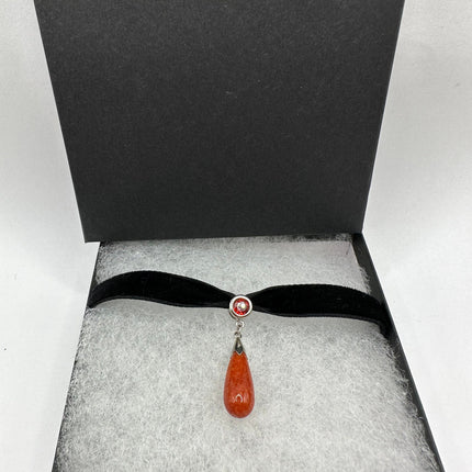 Vintage Red Jade Choker 925 Sterling Silver Necklace