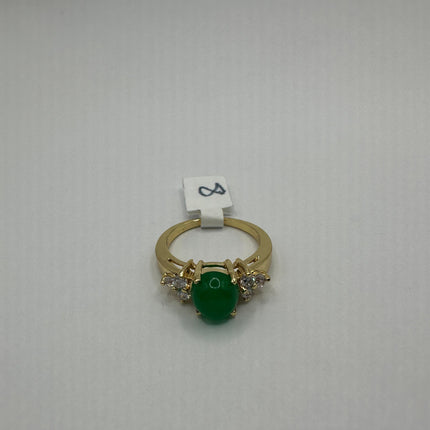 Vintage Gold Green Jade Lucky Cocktail Ring
