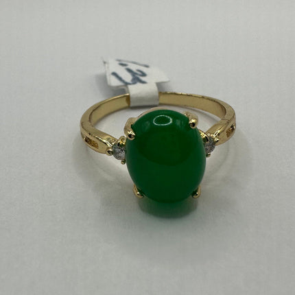 Vintage Gold Green Jade Lucky Cocktail Ring