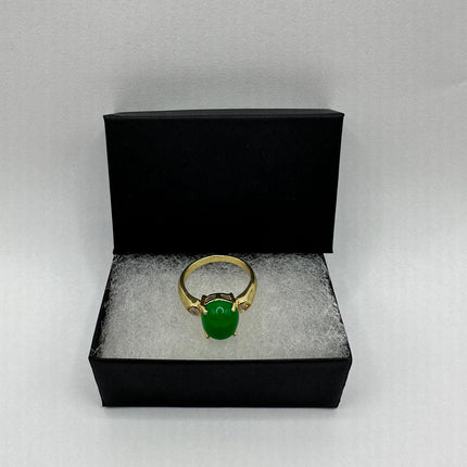 Vintage Gold Green Jade Lucky Cocktail Ring