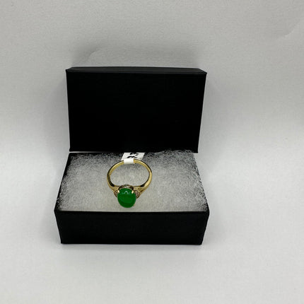 Vintage Gold Green Jade Lucky Cocktail Ring