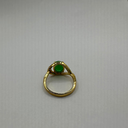 Vintage Gold Green Jade Lucky Cocktail Ring
