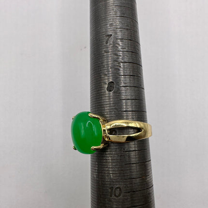 Vintage Gold Green Jade Lucky Cocktail Ring