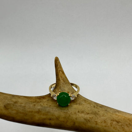 Vintage Gold Green Jade Lucky Cocktail Ring