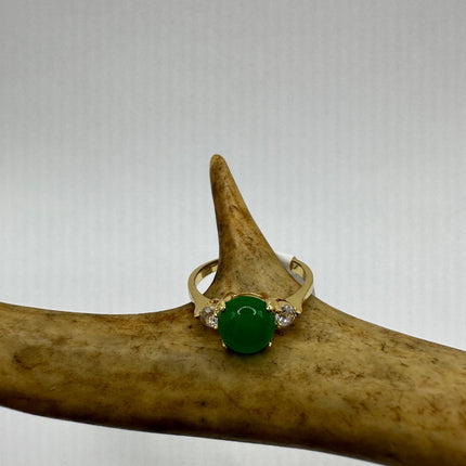 Vintage Gold Green Jade Lucky Cocktail Ring