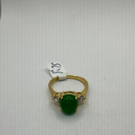 Vintage Gold Green Jade Lucky Cocktail Ring