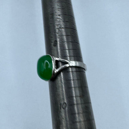 Vintage Silver Green Jade Lucky Cocktail Ring