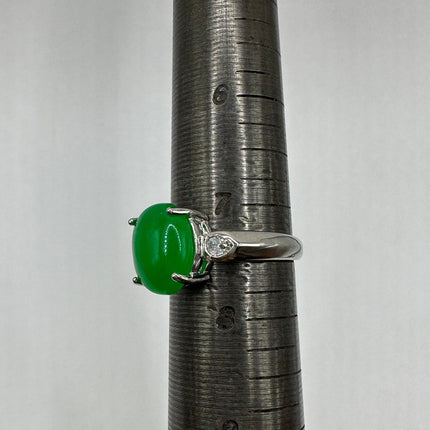 Vintage Silver Green Jade Lucky Cocktail Ring