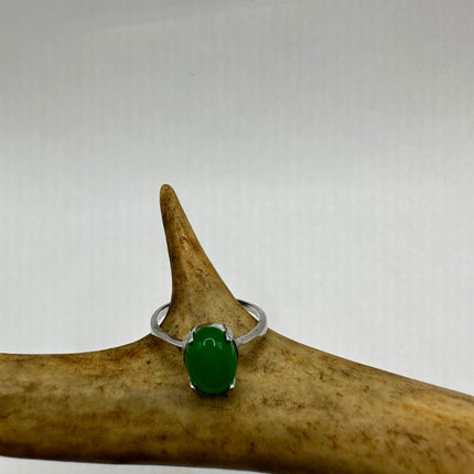Vintage Silver Green Jade Lucky Cocktail Ring