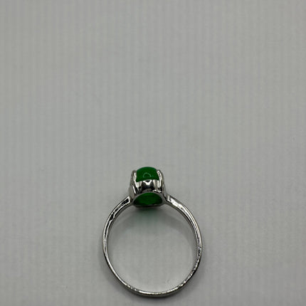 Vintage Silver Green Jade Lucky Cocktail Ring