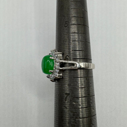 Vintage Silver Green Jade Lucky Cocktail Ring