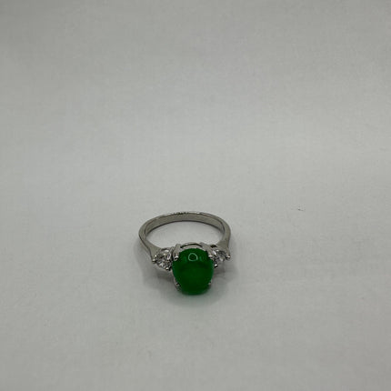 Vintage Silver Green Jade Lucky Cocktail Ring