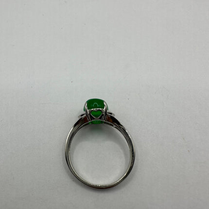 Vintage Silver Green Jade Lucky Cocktail Ring