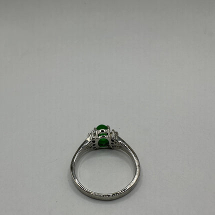 Vintage Silver Green Jade Lucky Cocktail Ring