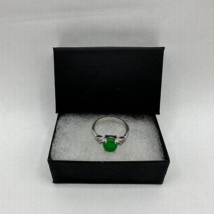 Vintage Silver Green Jade Lucky Cocktail Ring