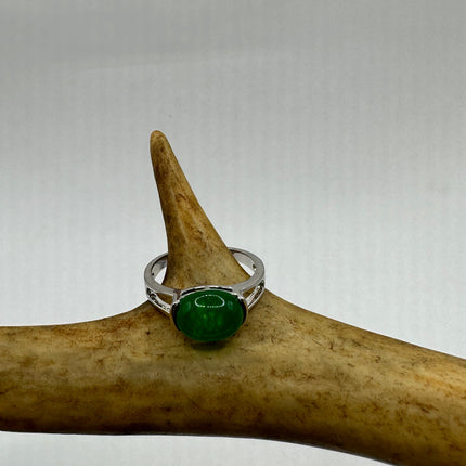 Vintage Silver Green Jade Lucky Cocktail Ring