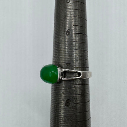 Vintage Silver Green Jade Lucky Cocktail Ring
